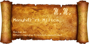 Menyhért Milica névjegykártya